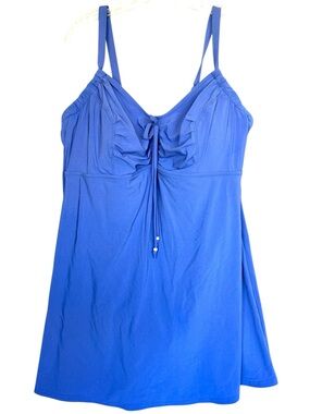 Lands end womans swim dress plus size 18w blue periwinkle bathing suit one piece